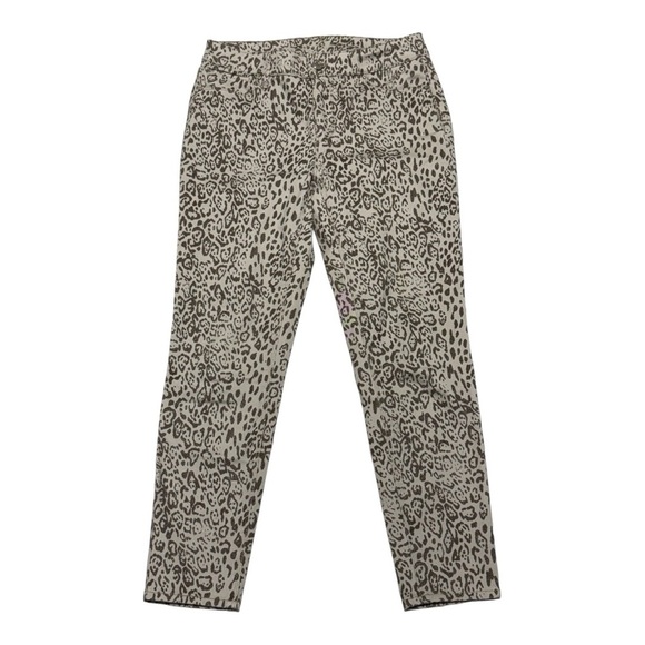 White House Black Market Women's Leopard Print Mid Rise Skinny Crop Jeans Size 4 - Picture 2 of 10